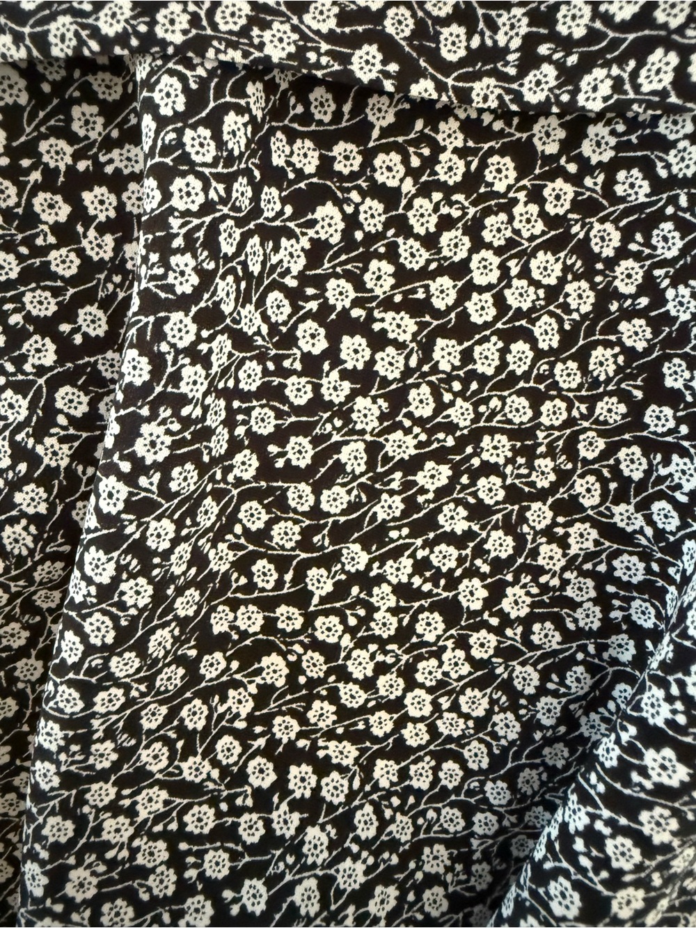 Floral High-Low Black and White Wrap Midi Skirt - Picture 4 of 4